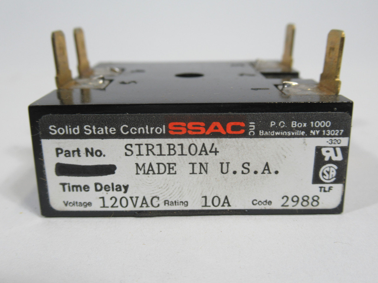 SSAC SIR1B10A4 Solid State Relay 120VAC 10A ! NEW !