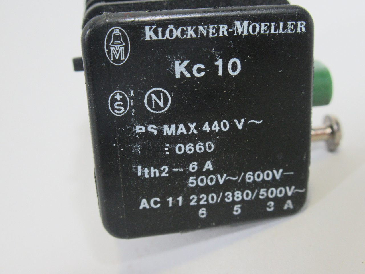 Klockner-Moeller Kc-10 Push Button Contact Block 1NO 6A@500VAC/600VDC USED