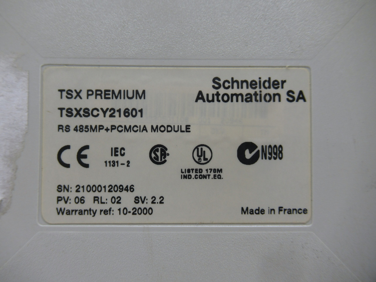 Schneider Electric TSXSCY21601 Communication Module C/W TSXFPP20 USED