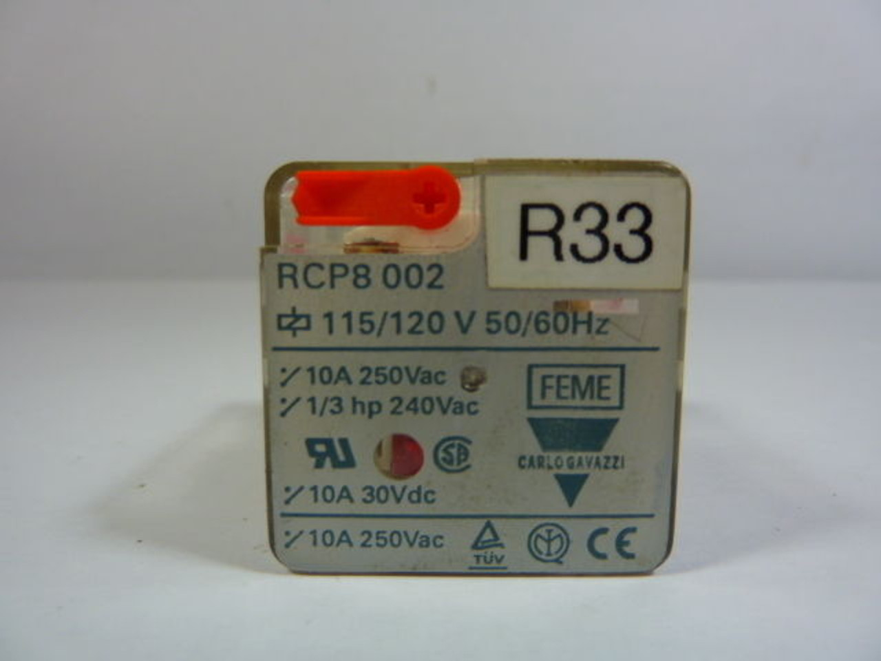 Carlo Gavazzi RCP8002-115/120AC Relay 115/120V 50/60Hz 10A 8-Pin USED