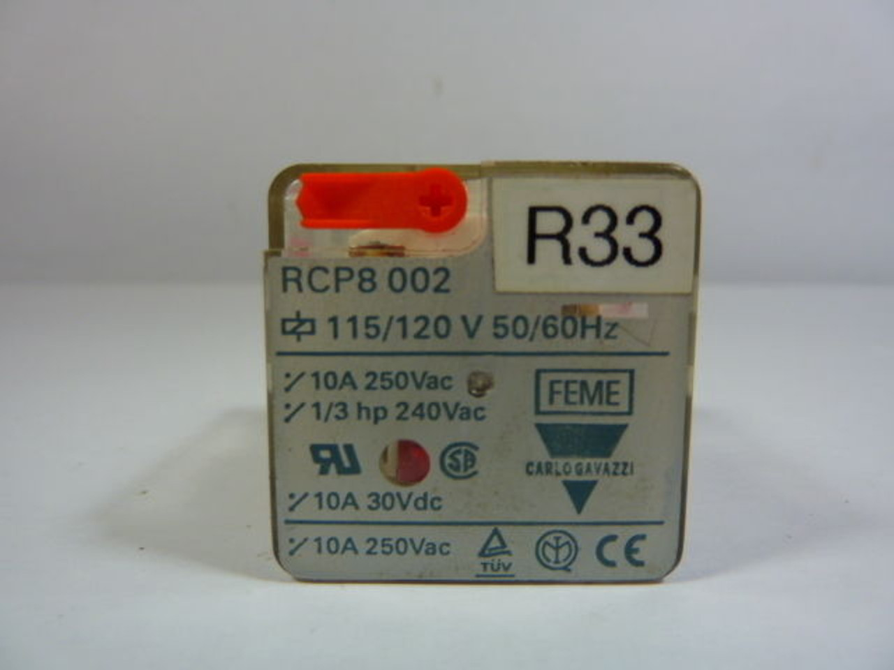 Carlo Gavazzi RCP8002-115/120VAC Relay 115/120V 50/60Hz 10A 8-Pin USED