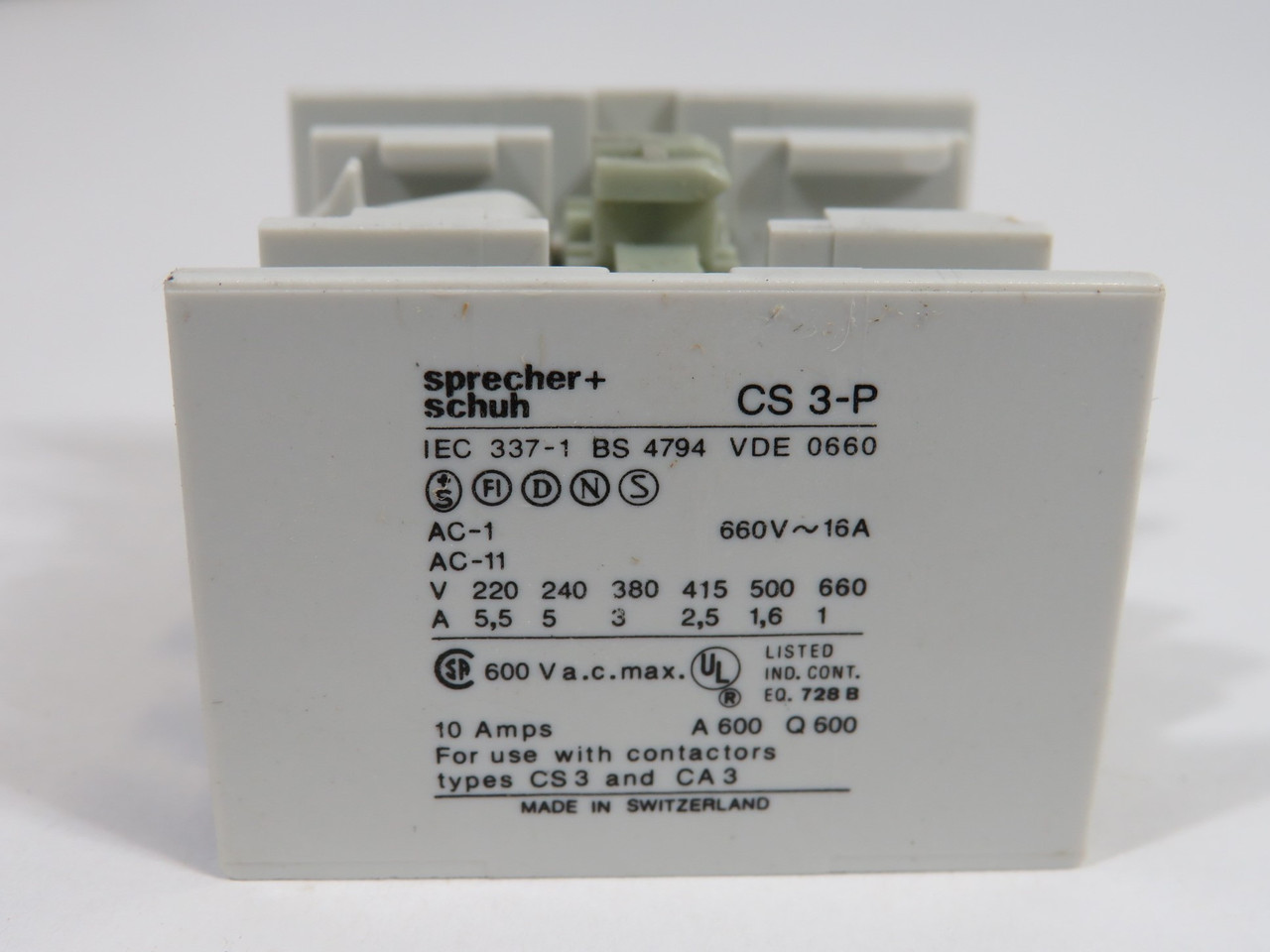 Sprecher + Schuh CS3-P-40 Auxiliary Contact Block 4NO 660V 3-Pack ! NEW !