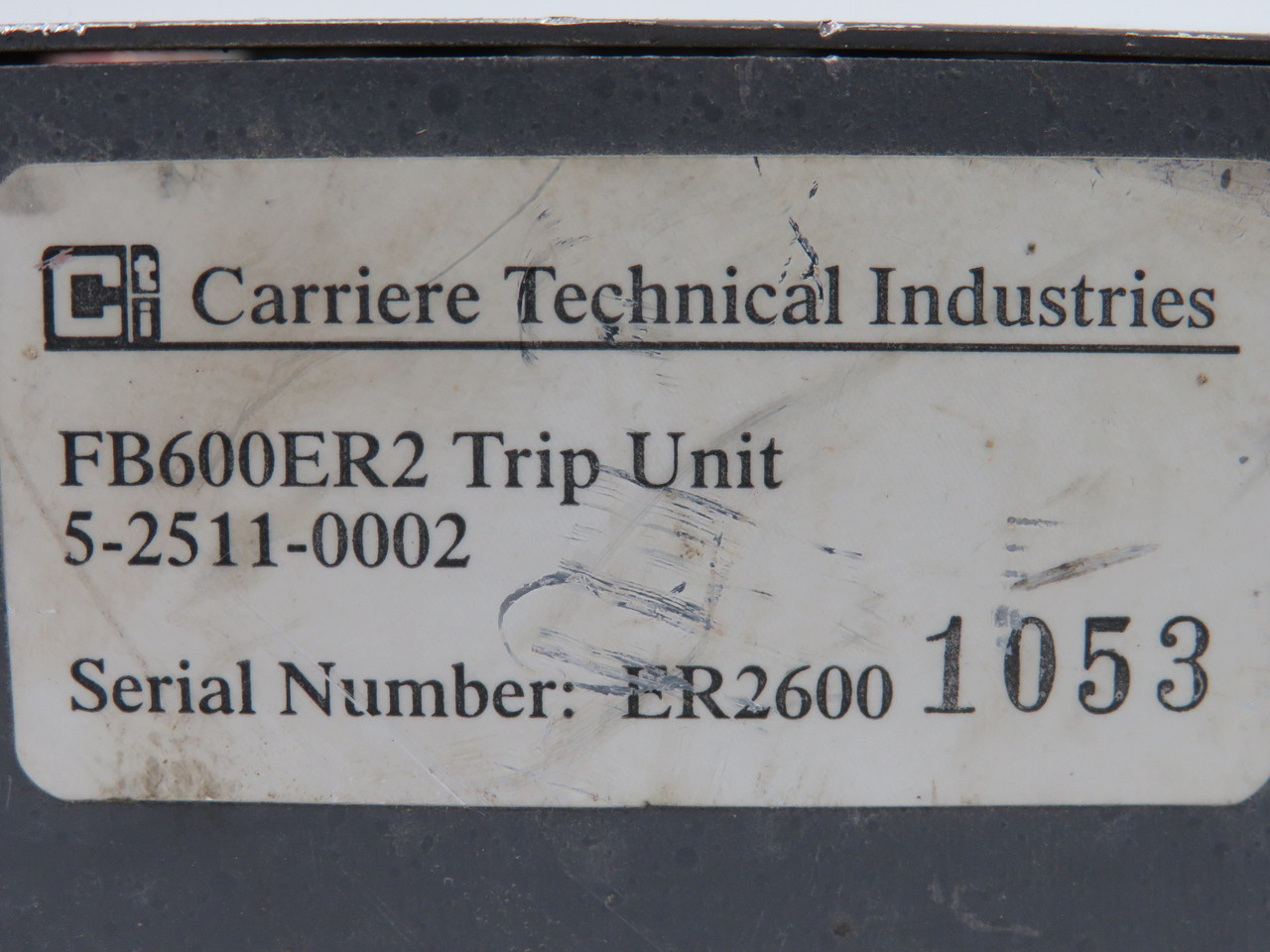 Carriere FB600ER2 5-2511-0002 RMS Trip Unit *Damage to GF Indicator* USED