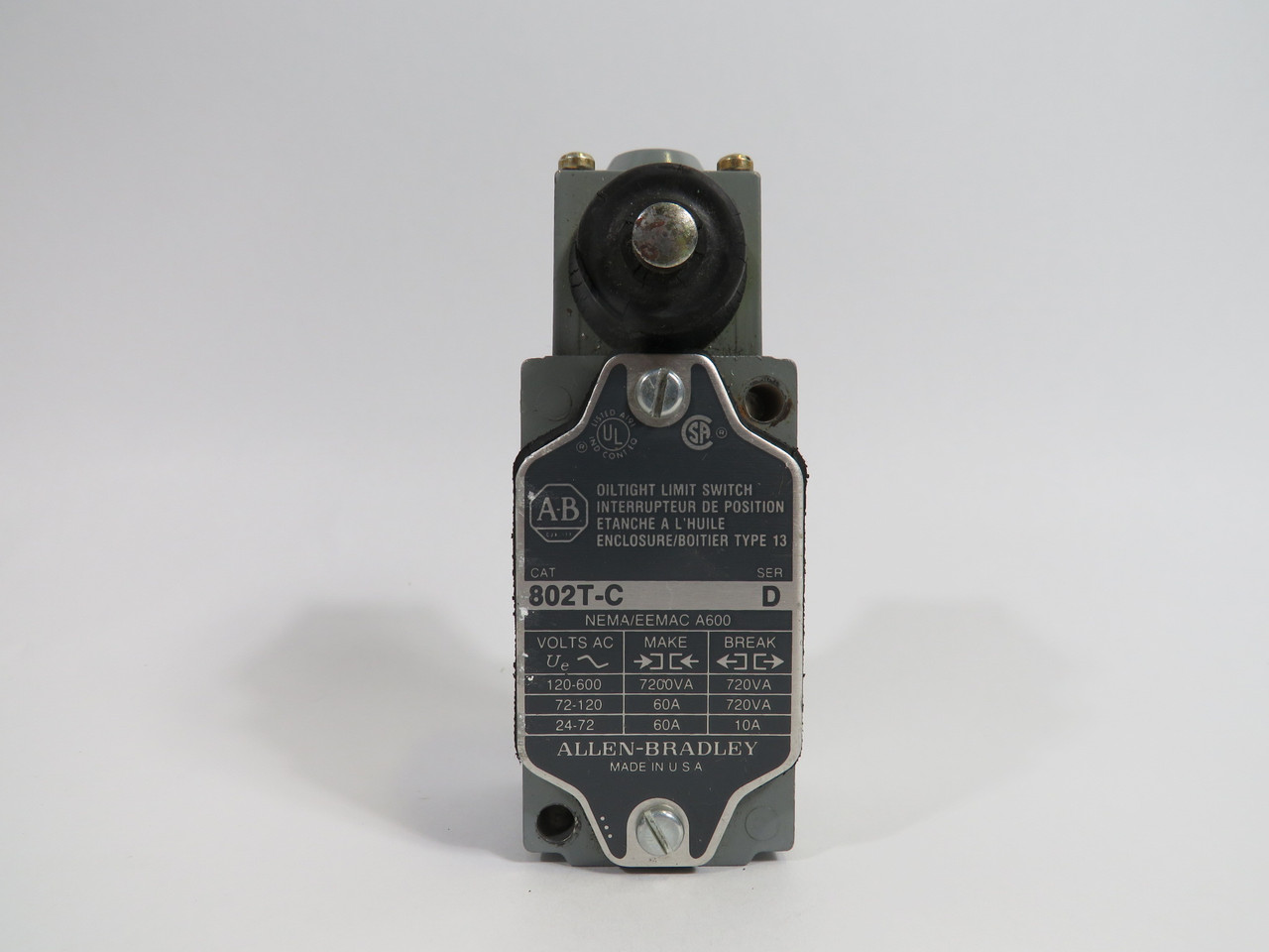 Allen-Bradley 802T-C Series D Limit Switch C/W Z-13956 Head *Cos Dmg* USED