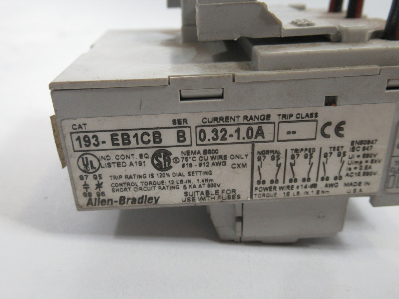 Allen-Bradley 193-EB1CB Series B Overload Relay 0.32-1.0A 690V USED