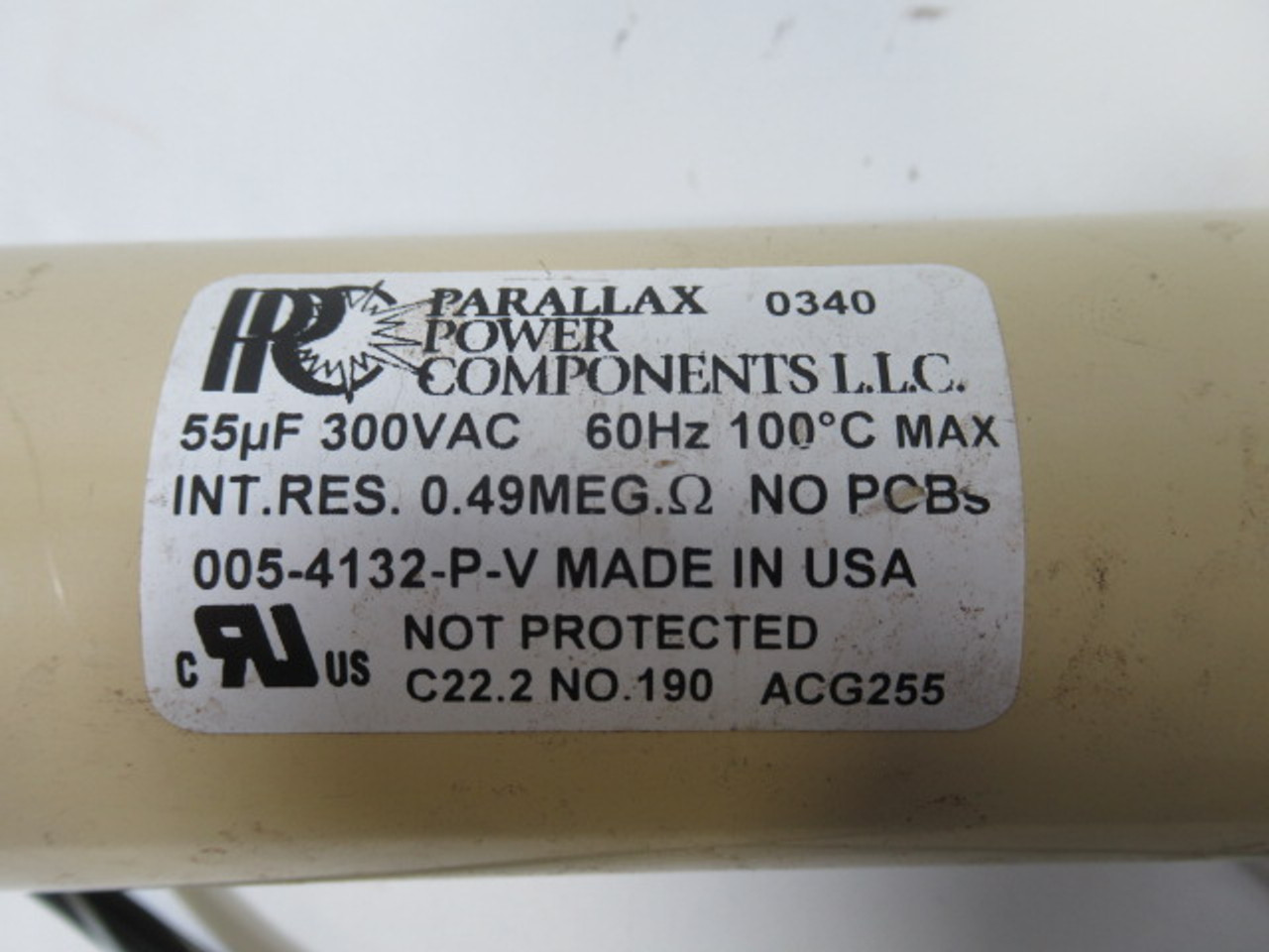 Parallax Power 005-4132-P-V Capacitor 55uf 300V 60Hz USED