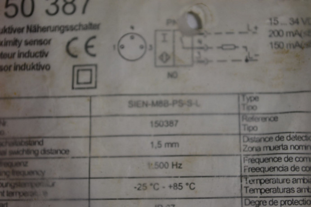 Festo SIEN-M8B-PS-S-L 150387 Inductive Proximity Sensor ! NWB !