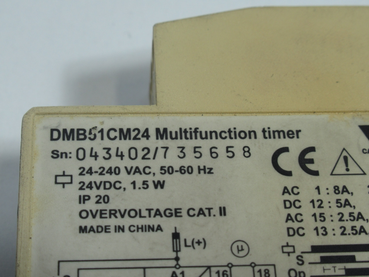 Carlo Gavazzi DMB51CM24 Multifunction Timer 0.1s-10h 240VAC 50-60Hz 8A USED