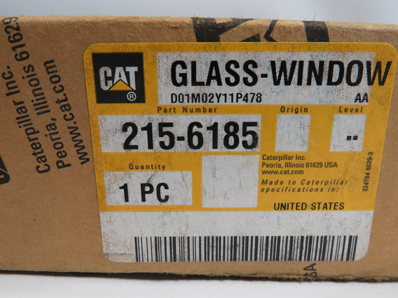 Caterpillar 215-6185 Cabin Outer Rear Window Glass 6.8mm Thick BOX DAMAGE NEW