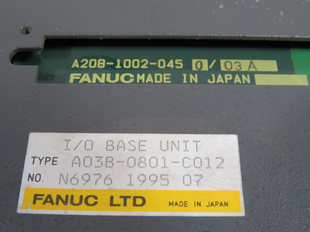 Fanuc A03B-0801-C012 I/O Base Unit w/ A20B-1002-0450/03A Base USED