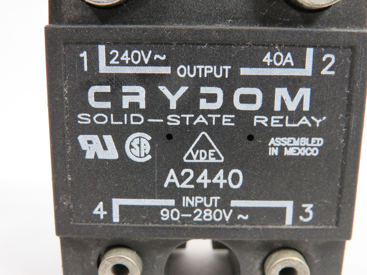 Crydom A2440 Solid State Relay 240V/90-280V 40A MISSING SCREWS USED