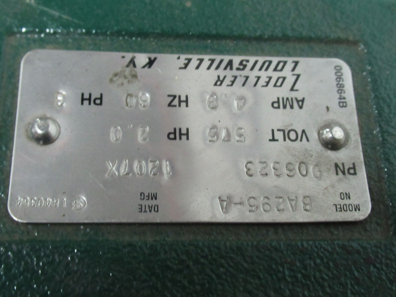 Zoeller BA295-A Submersible Sewage Pump 2HP 575V 3450RPM 4.8A USED