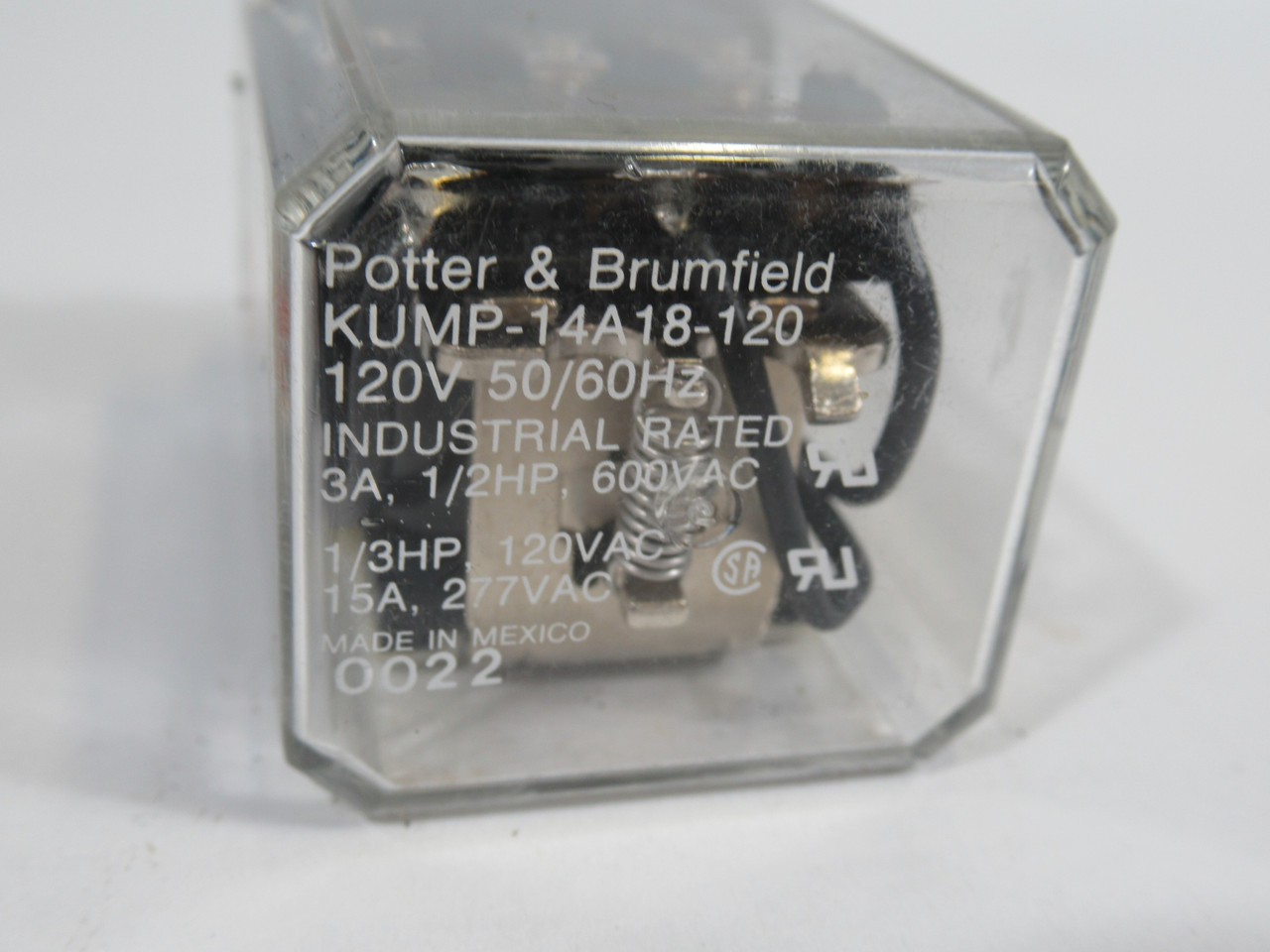 Potter Brumfield KUMP-14A18-120 Relay 120V 50/60Hz Coil 3A 600VAC USED