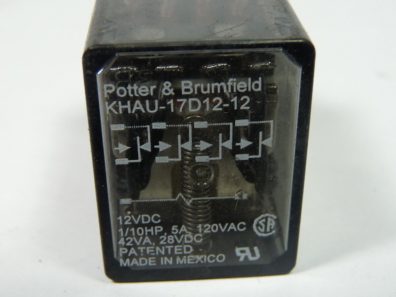 Potter & Brumfield KHAU-17D12-12 Power Relay 12VDC Coil 5A 240VAC USED