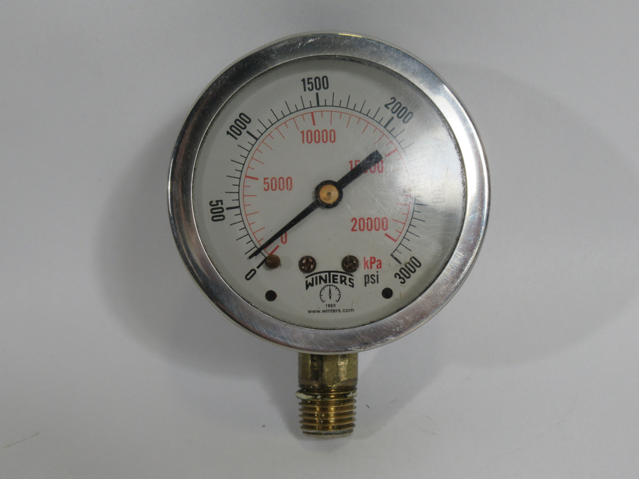 Winters PFQ11LF Liquid Filled Pressure Gauge 0-20000kPa 0-3000 psi 1/4" USED