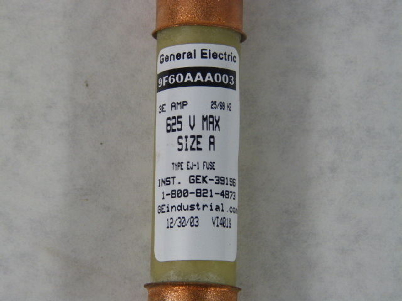 General Electric 9F60AAA003 Type EJ1 Fuse 3Eamp Size A USED