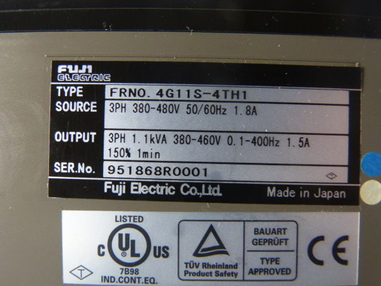 Fuji Electric FRN0.4G11S-4TH1 AC Drive 0.5HP 460VAC 3Ph Nema1 1.8A ! NEW !