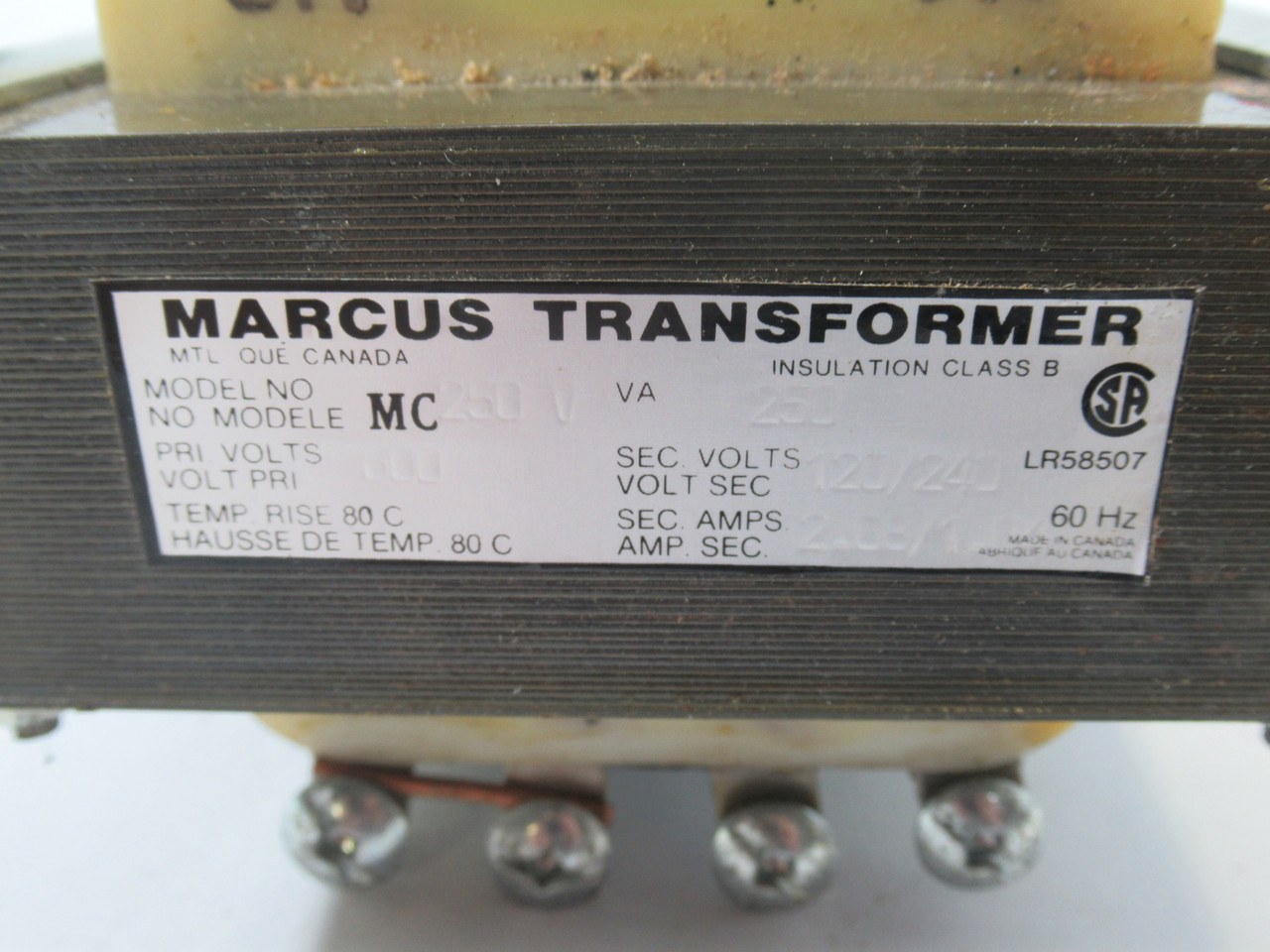Marcus MC250V Old Style Transformer 250VA *Missing Screw on Foot* USED