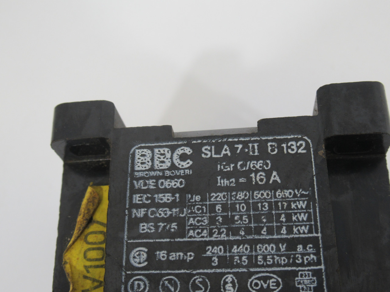BBC SLA7-II-B132 Contactor 110V@60Hz 3S 2O *Missing Contact Screw* USED