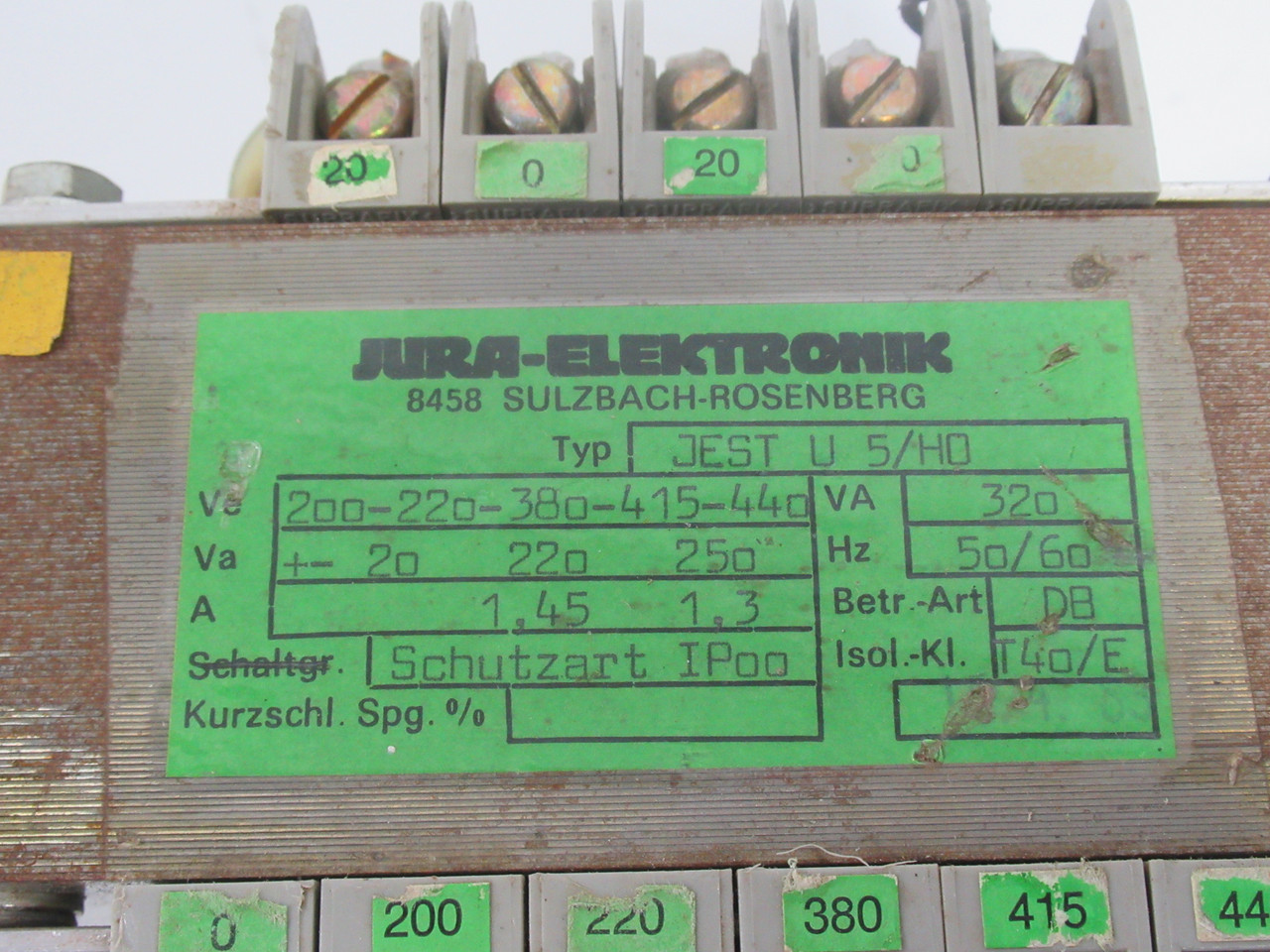 Jura-Elektronik JEST-U-5/H0 Transformer 320VA 200-220-380-415-440V USED