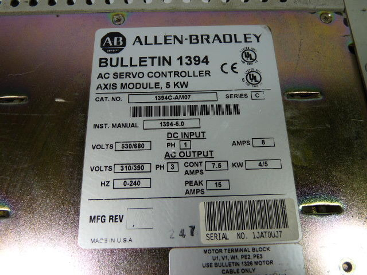 Allen-Bradley 1394C-AM07 Servo AC Axis Drive 3ph 310/390V 7.5-15A ! AS IS !