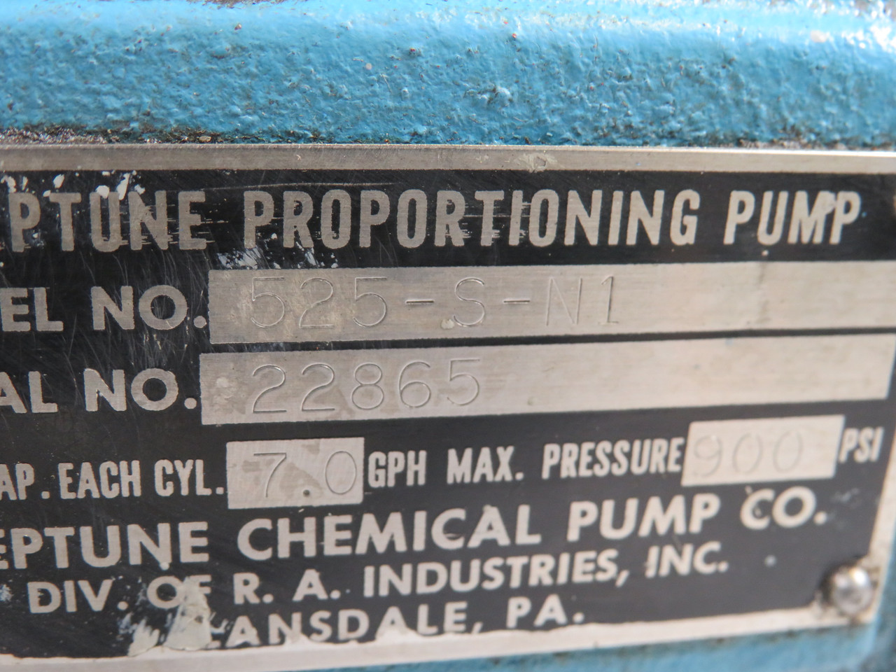 Neptune 525-S-N1 Proportioning Pump C/W GE AC Motor 1/3HP SHELF WEAR USED