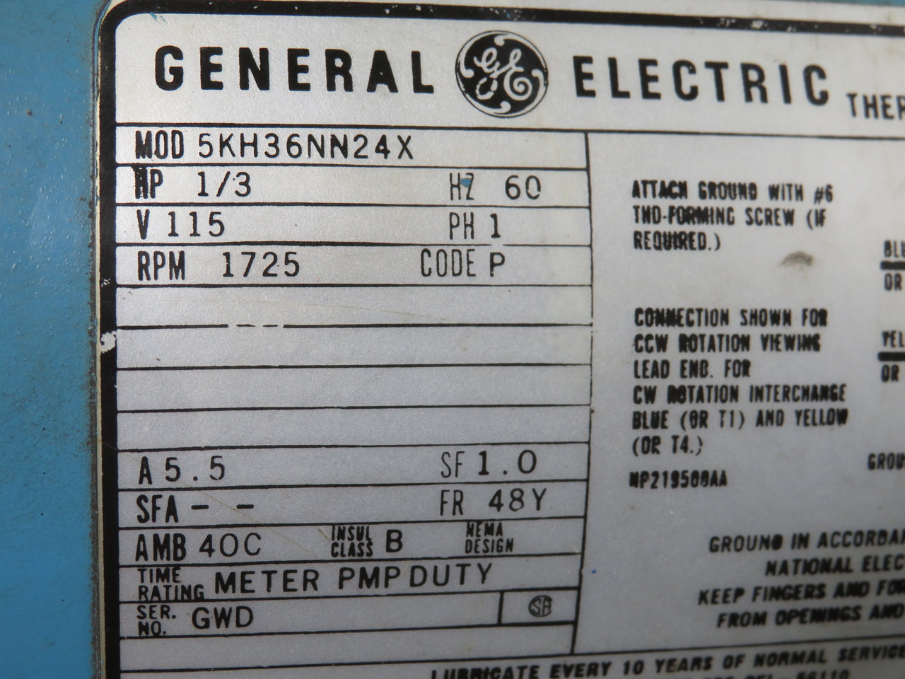 Neptune 525-S-N1 Proportioning Pump C/W GE AC Motor 1/3HP SHELF WEAR USED