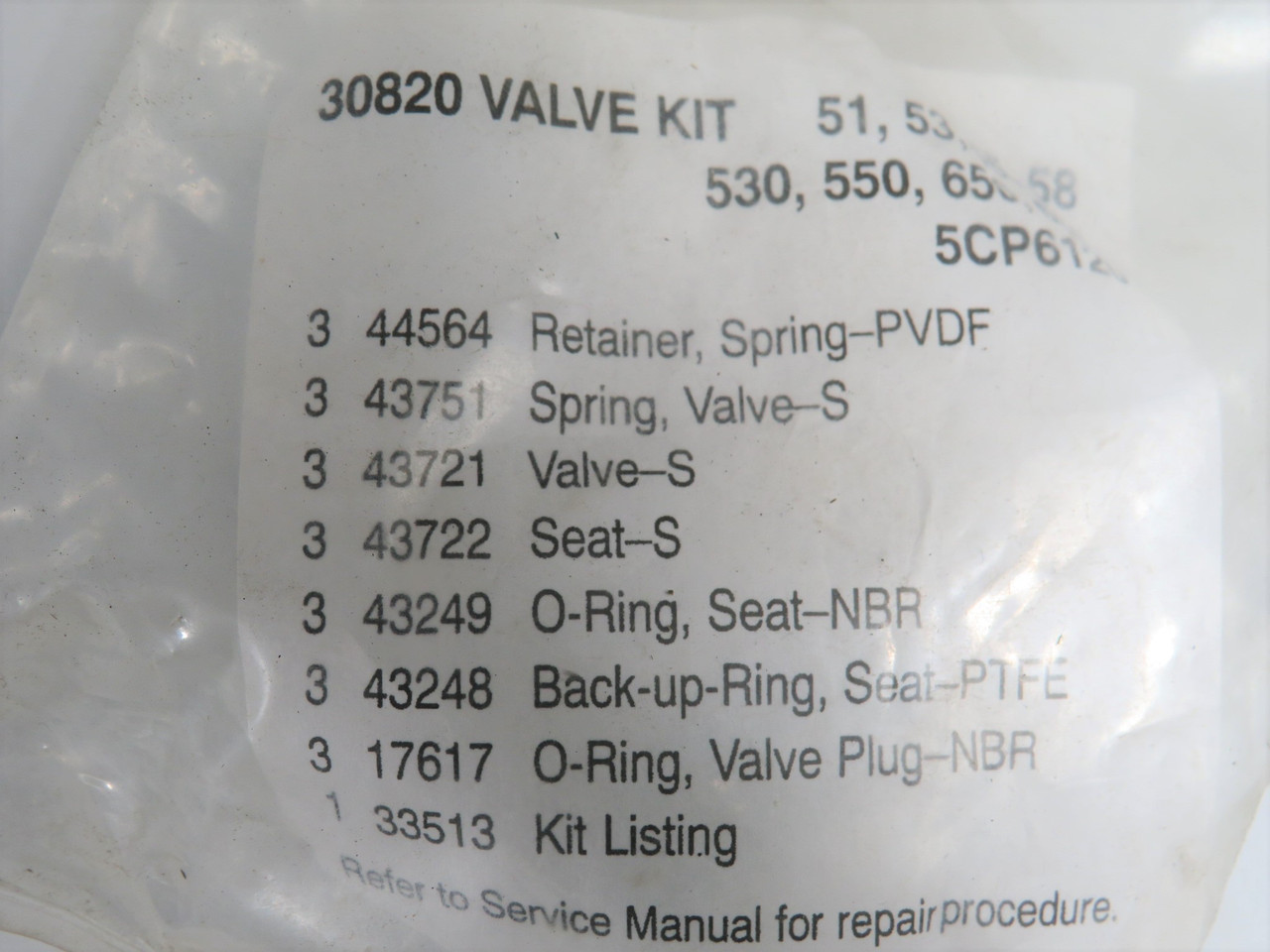 CAT Pumps 30820 Valve Kit for 51/53/55/58/530/550/650/660/5CP6120 Pumps ! NWB !