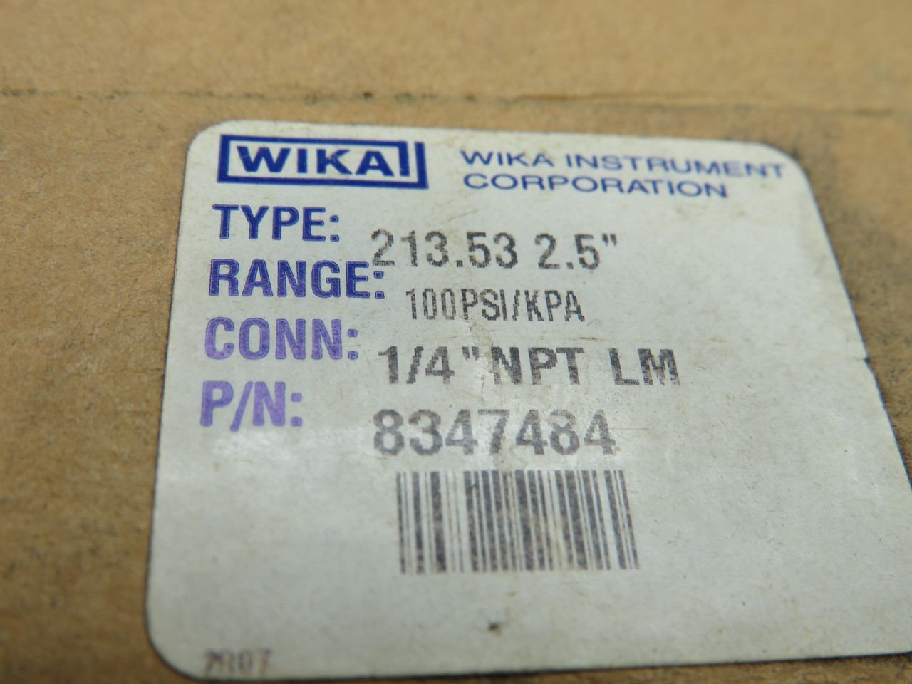 Wika 8347484 Type 213.53 Liquid Filled Gauge 0-100psi 2.5" D 1/4" NPT LM ! NEW !
