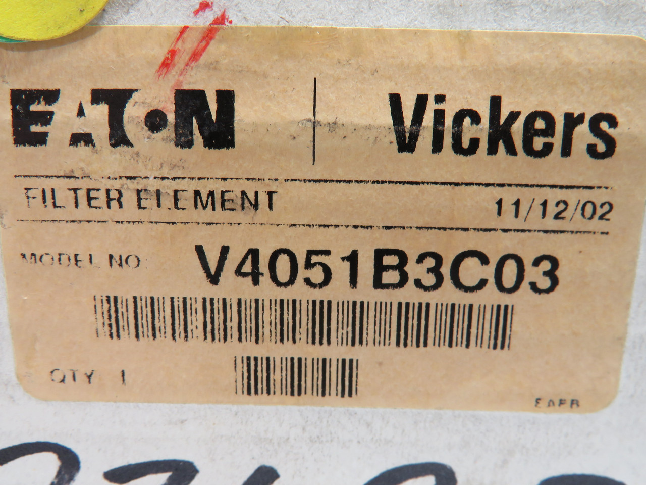 Eaton Vickers V4051B3C03 Return-Line Filter Element 150psi Size 229 ! NEW !