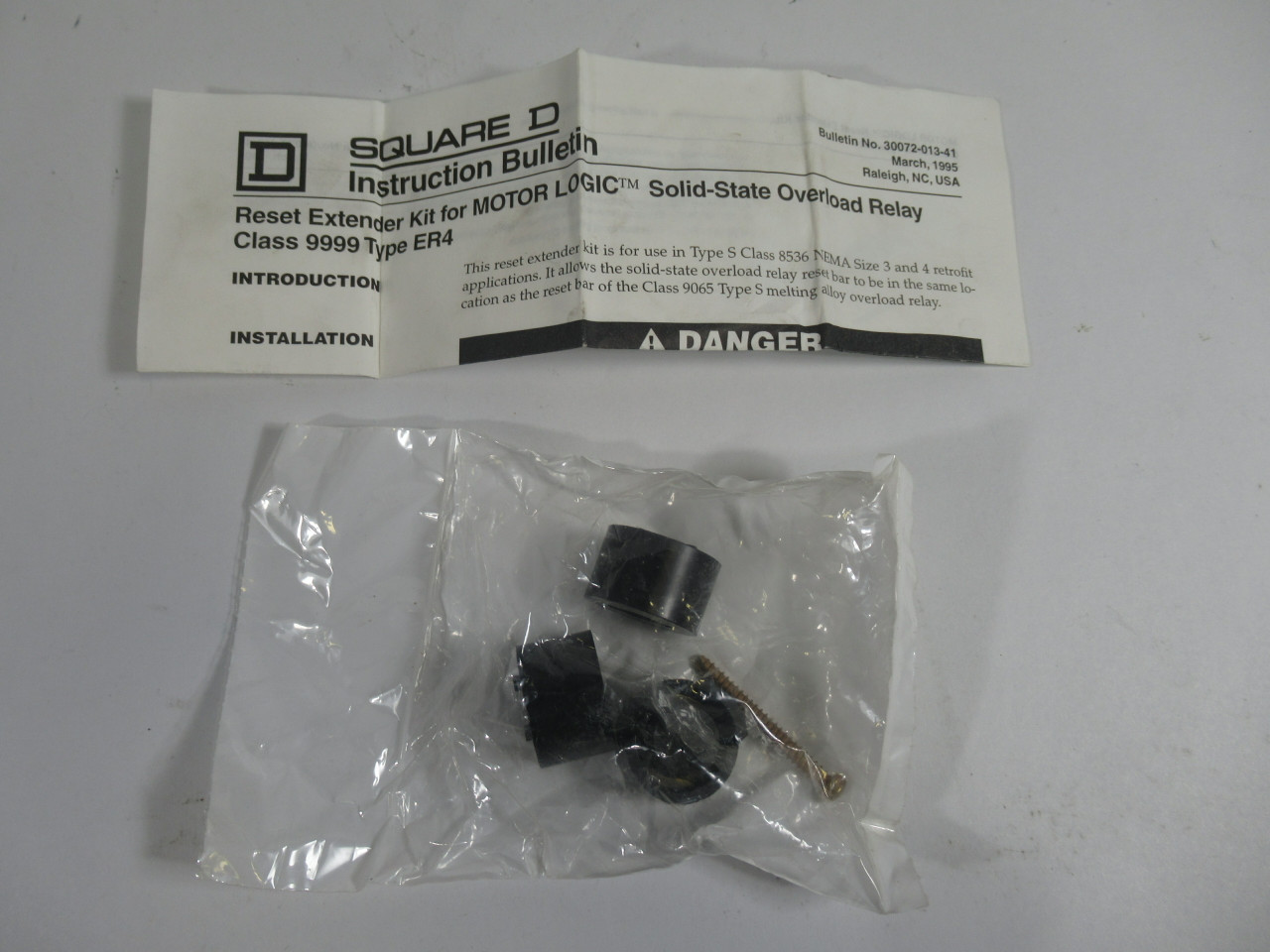Square D 9999ER4 Overload Relay Reset Extender Kit for Motor Logic ! NEW !