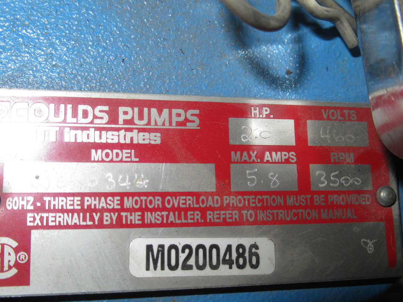 Goulds Pump WE2034H Submersible Effluent Pump 2hp 460V 5.8A 3500rpm ! NOP !