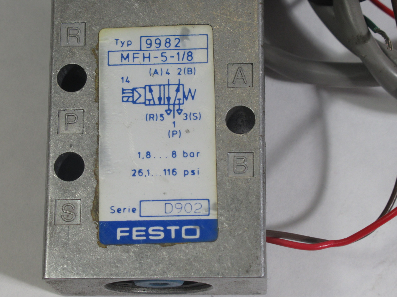 Festo 9982 MFH-5-1/8 Solenoid Valve 5/2 Way C/W MSFW-120/60-CS USED