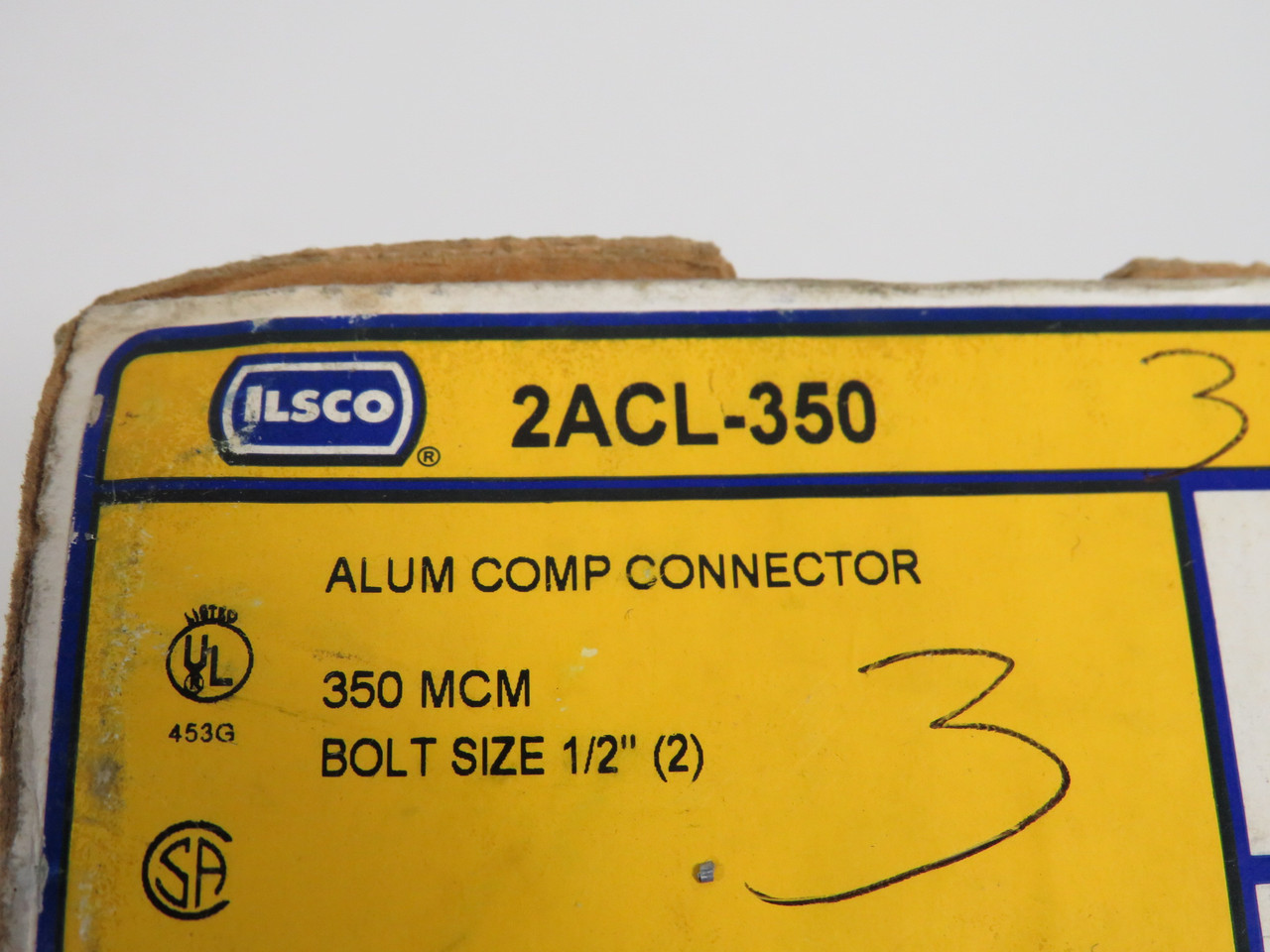 Ilsco 2ACL-350 Aluminum Compression Lug 350kcmil Die No. 14 Box of 3 NEW