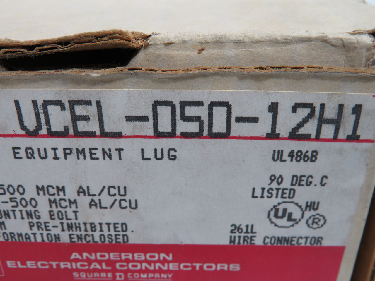 Anderson VCEL-050-12H1 Aluminum Compression Lug 500kcmil 1-Hole Box of 9 ! NEW !