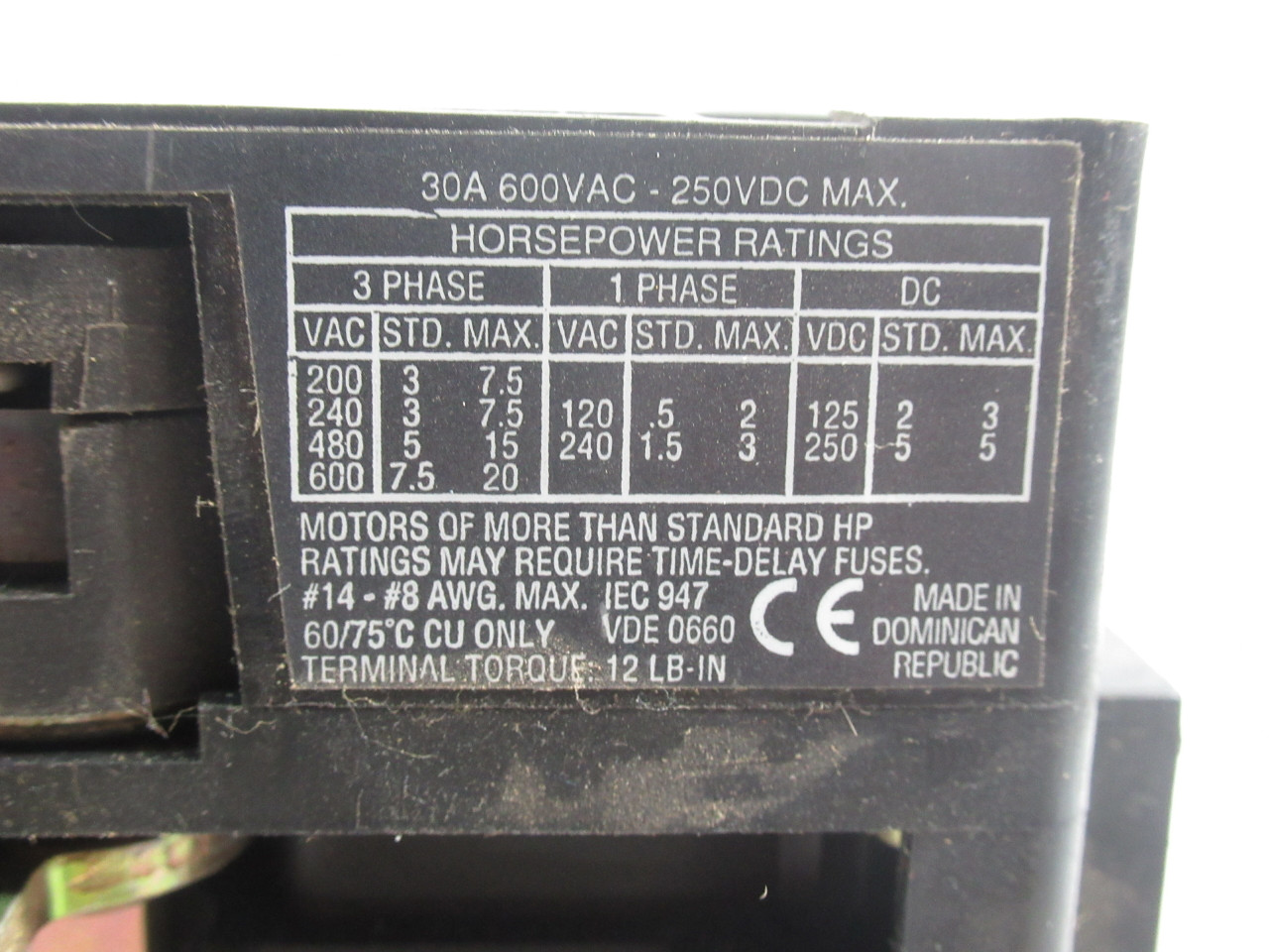 Allen-Bradley 194R-NJ030P3 Disconnect Switch Series B 30A 1-1/4" Shaft USED
