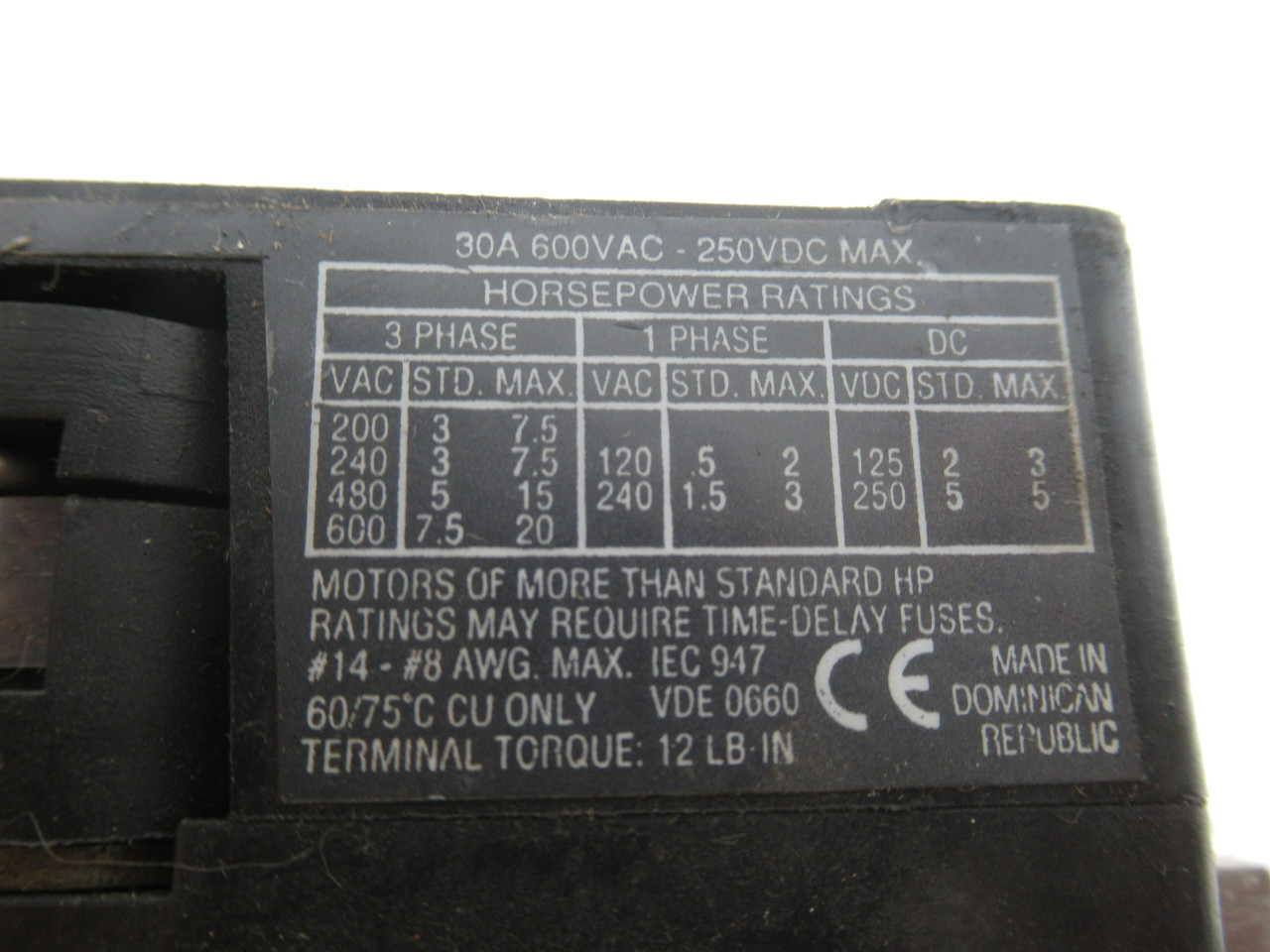 Allen-Bradley 194R-NJ030P3 Disconnect Switch Series B 30A 15 1/4" Shaft USED