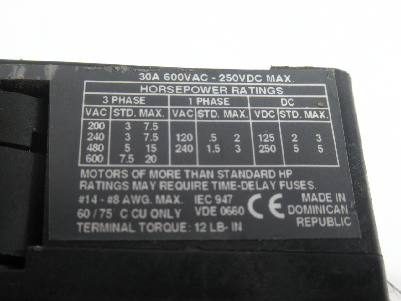 Allen-Bradley 194R-NJ030P3 Disconnect Switch Series B 30A 10-1/4" Shaft USED