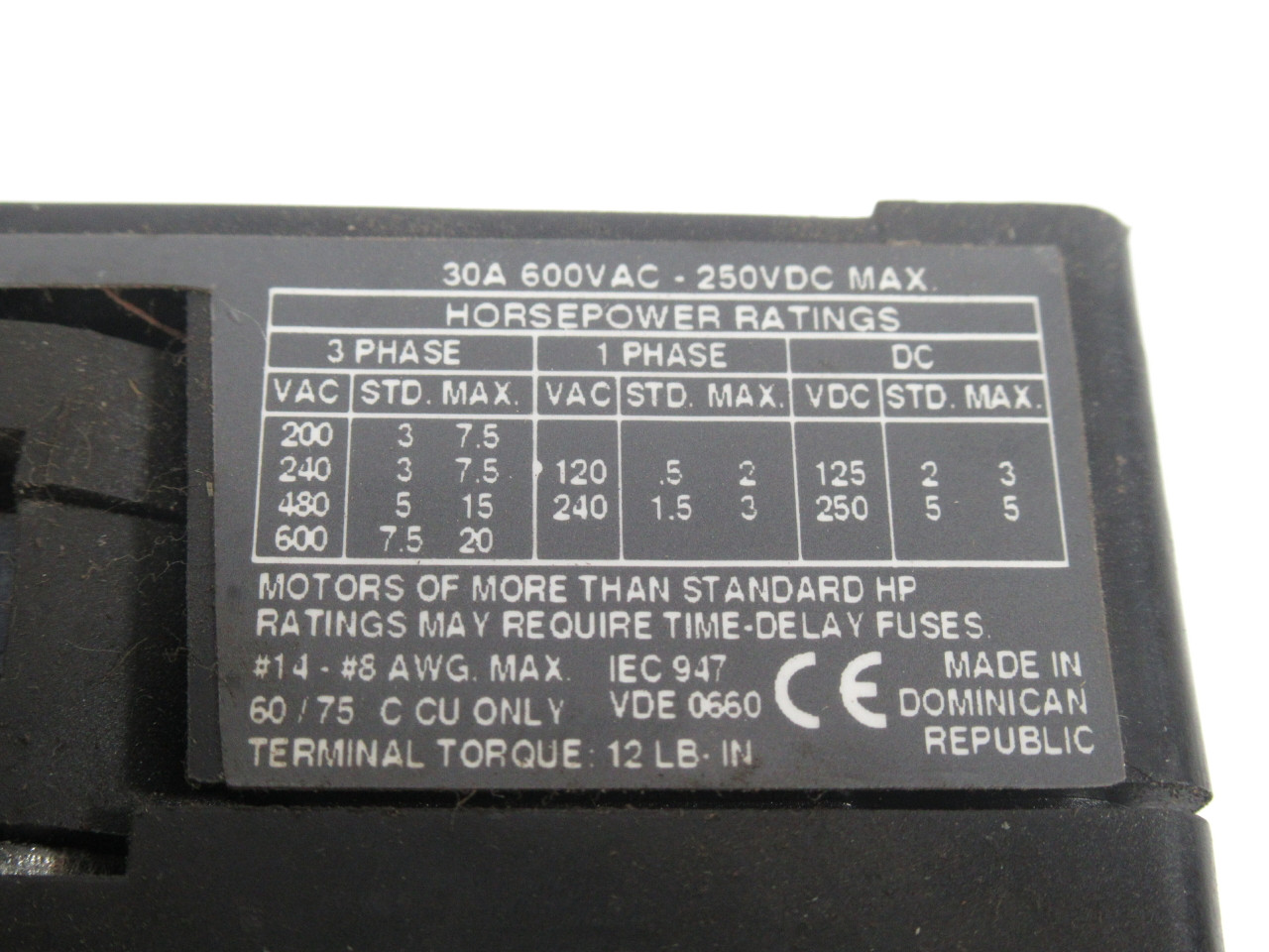 Allen-Bradley 194R-NJ030P3 Disconnect Switch Series B 30A 11-1/4" Shaft USED