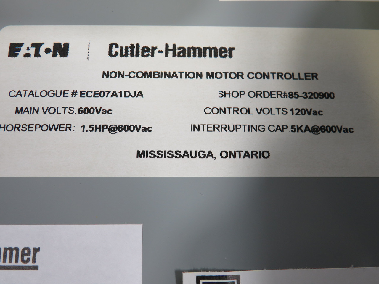 Cutler-Hammer ECE07A1DJA Enclosed Motor Controller 600/120V 115 5KA ! NEW !