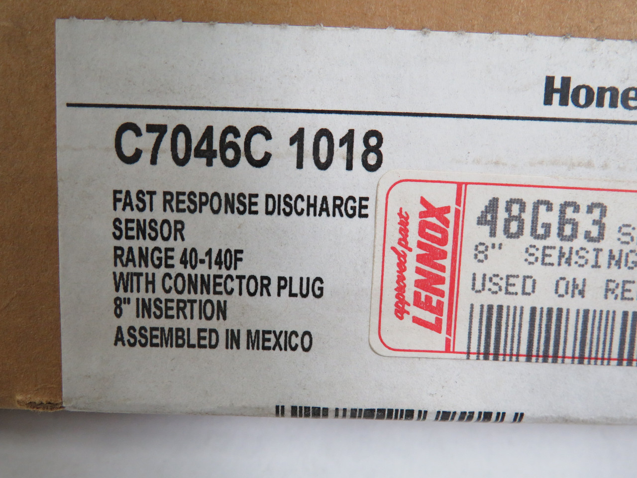 Honeywell C7046C1018 Fast Response Discharge Sensor 8" 40-140°F 48G6301 ! NEW !