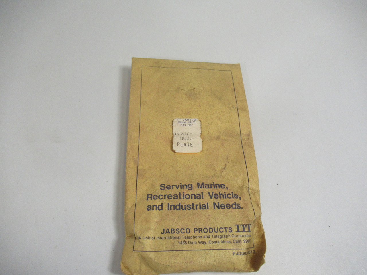 Jabsco 17266-0000 Wear Plate For Pump *Damaged Bag*  NWB