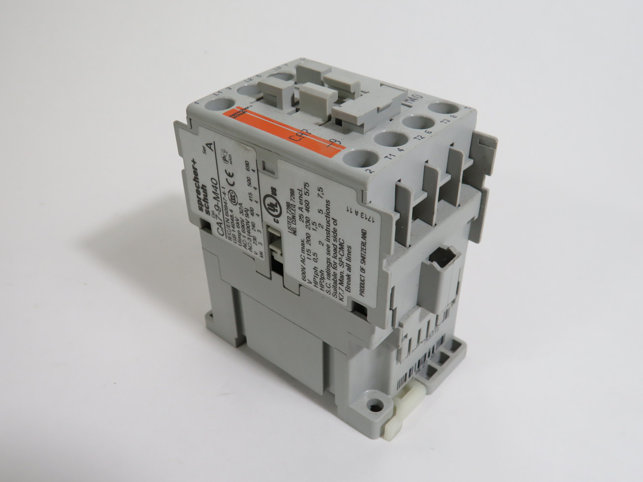 Sprecher + Schuh CA7-9-M40-120 Contactor 120V@60Hz 110V@50Hz 32A 4NO USED