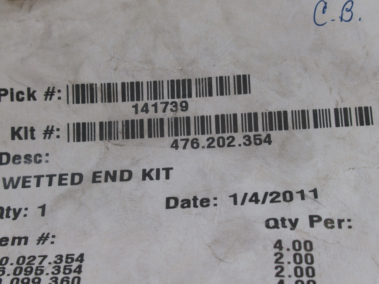 Warren Rupp 476-202-354 Pump Repair Kit Wetted End Kit  NOP