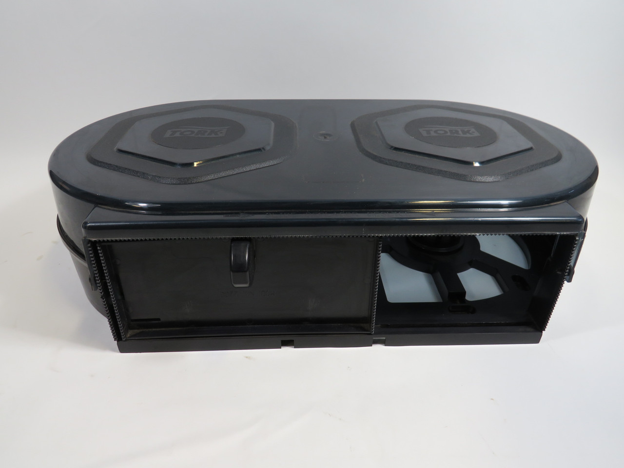 Tork 247549A Twin Jumbo Bath Tissue Roll Dispenser for 10" Rolls NO KEY USED