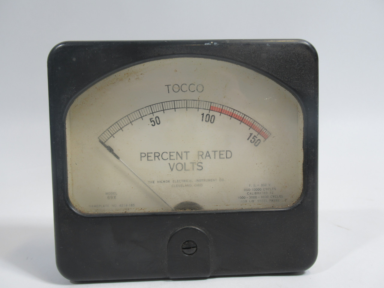 Tocco 69X Analog Panel Meter 0-150 Percent Rated Volts USED