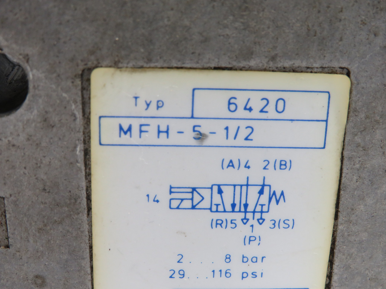 Festo MFH-5-1/2 6420 Solenoid Valve 110V@50/60Hz 120V/260Hz DAMAGE USED