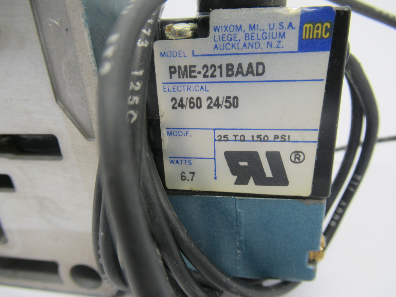 Mac PME-221BAAD Valve 24V 50/60HZ USED