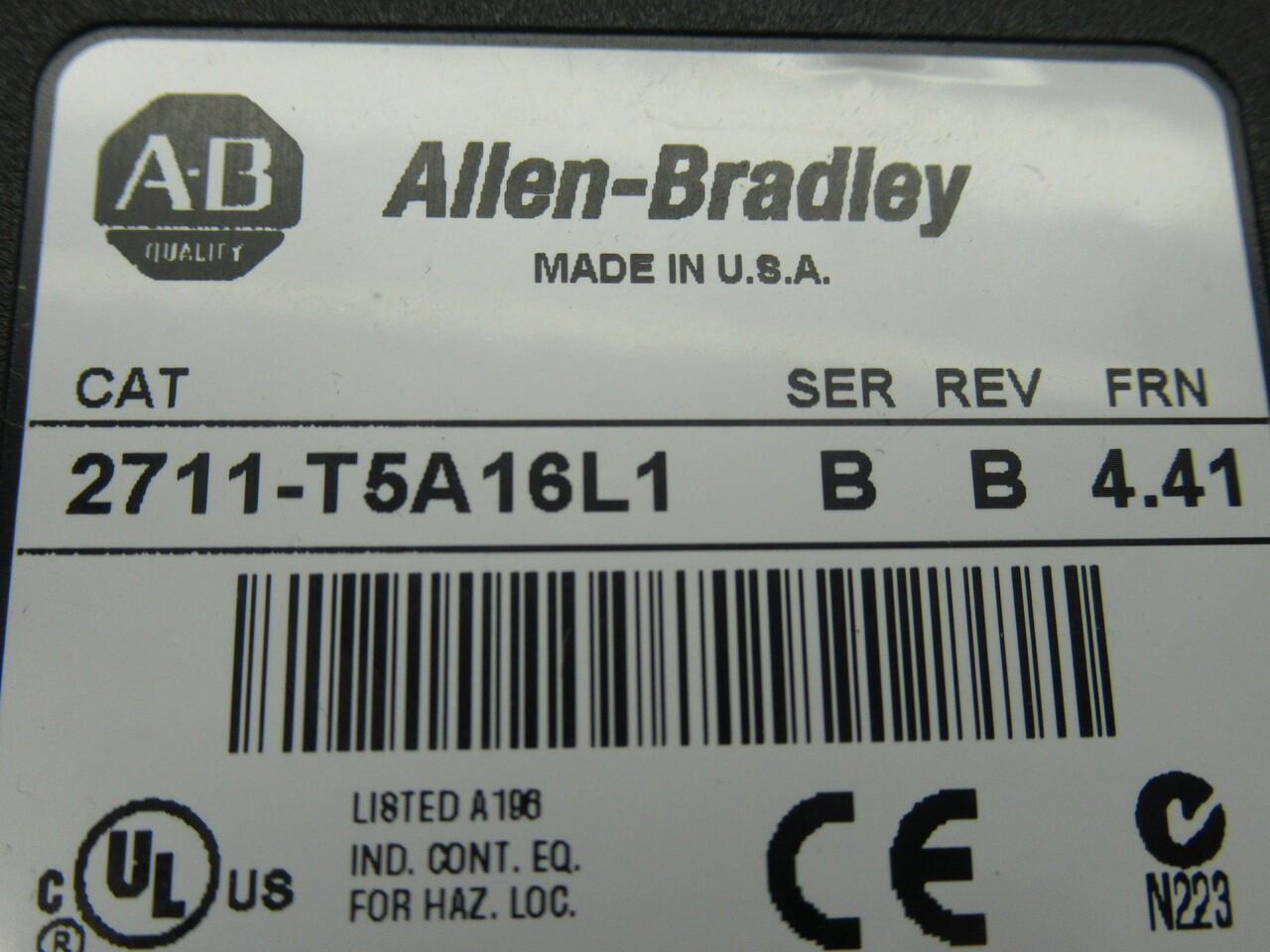 Allen-Bradley 2711-T5A16L1 Ser.B Rev.B FRN 4.14 Panel AS IS