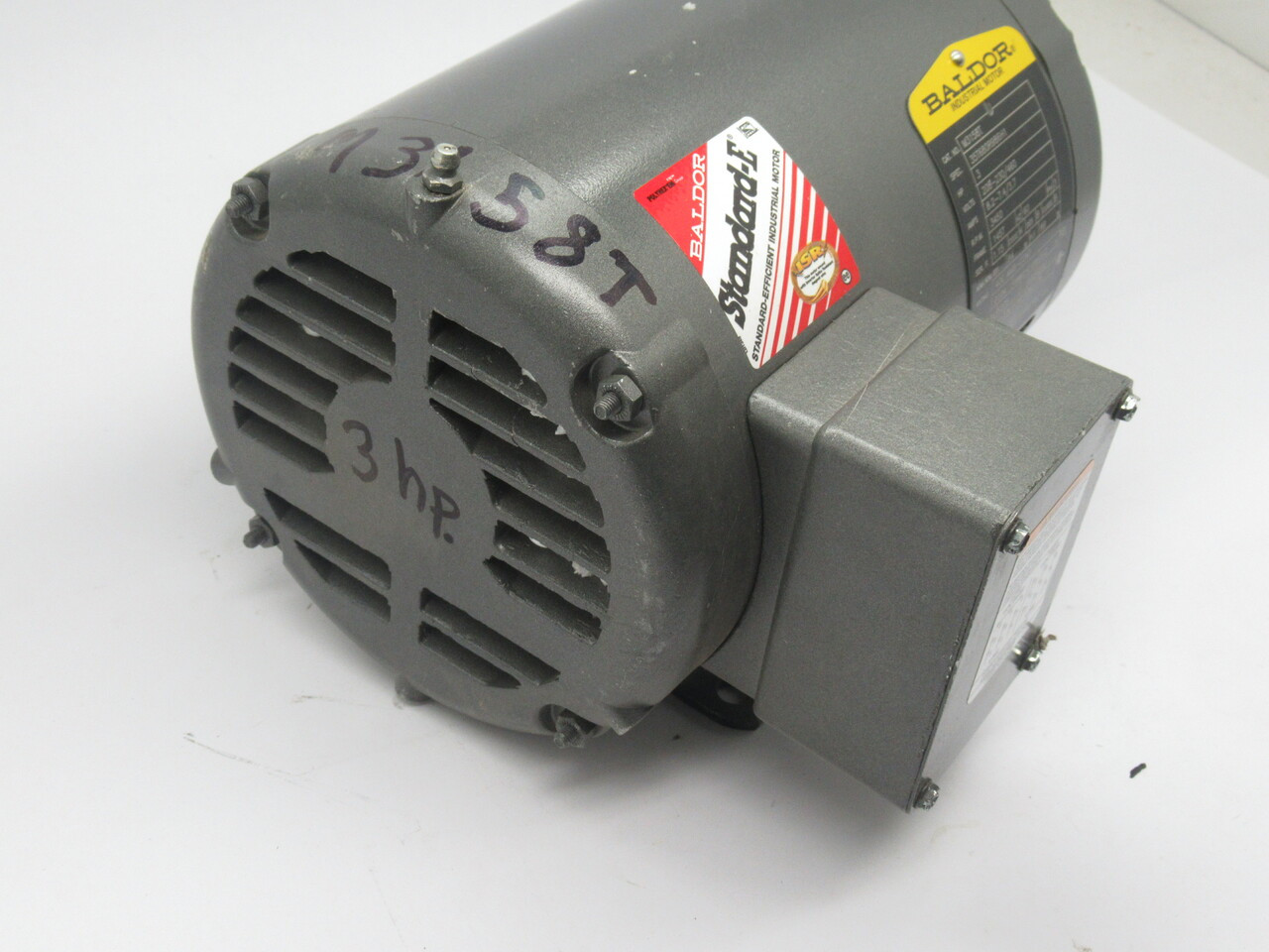 Baldor M3158T 3HP 3450RPM 208-230/460V 145T OPSB 3ph 8.2-7.4/3.7A 60Hz USED